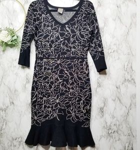 Taylor Nordstrom Black/White Sweater Dress M